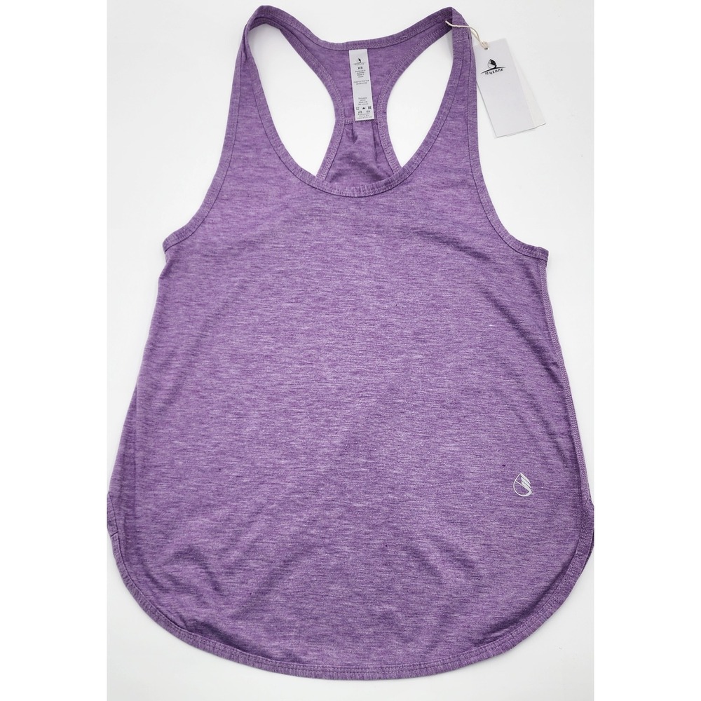 Icyzone Tank Top Women XS Purple NWT Racerback Pleated Back Activewear